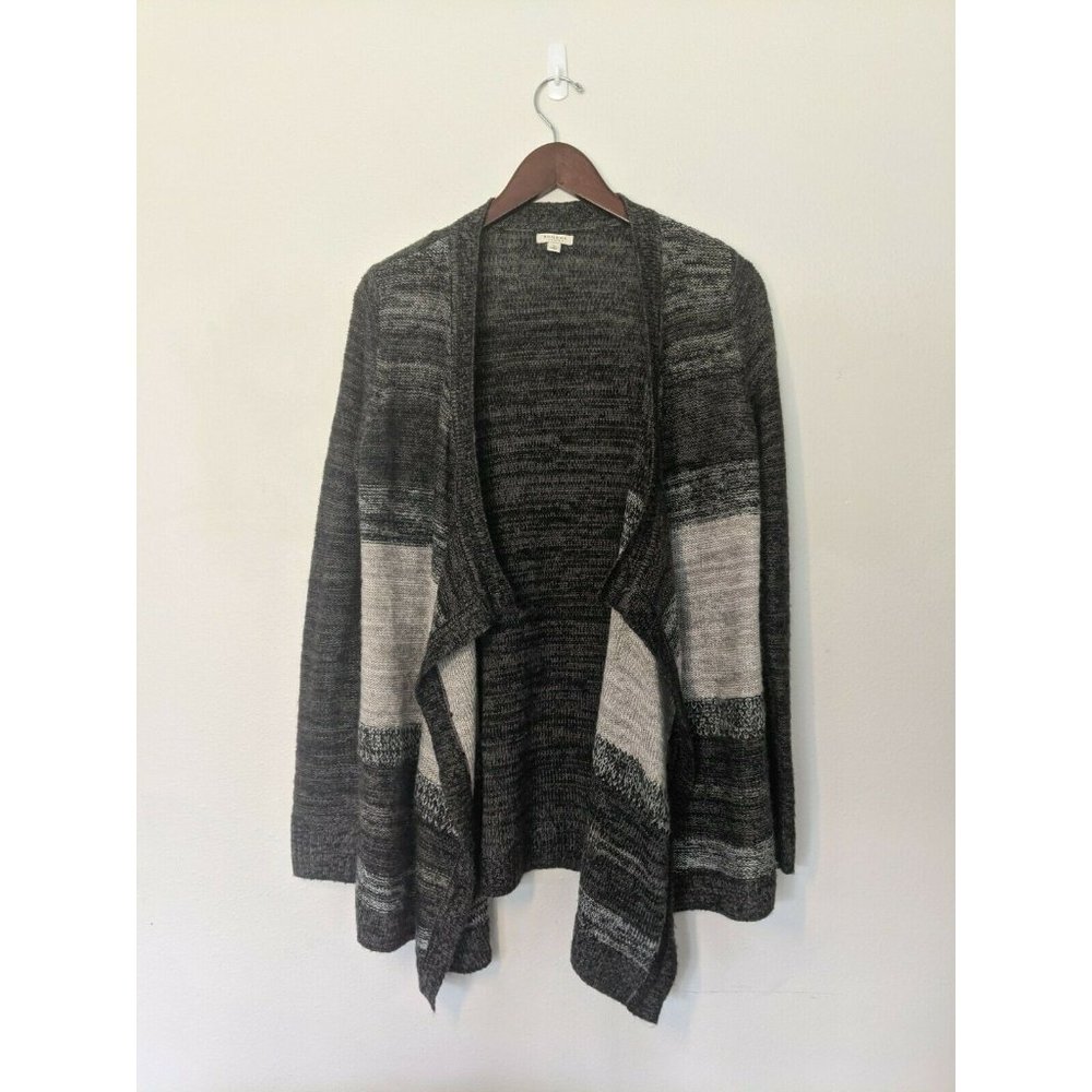 Sonoma Woman's Small Cardigan Gray Open Flowy Neutral Gray Stripe